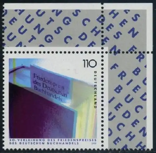 BUND 1999 Michel-Nummer 2075 postfrisch EINZELMARKE ECKRAND oben rechts