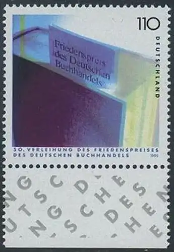 BUND 1999 Michel-Nummer 2075 postfrisch EINZELMARKE RAND unten (a)