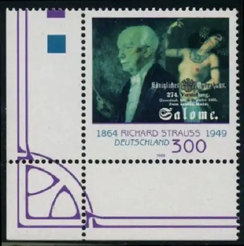 BUND 1999 Michel-Nummer 2076 postfrisch EINZELMARKE ECKRAND unten links