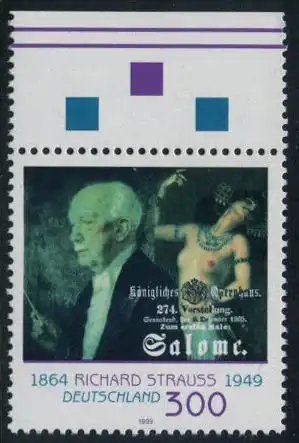 BUND 1999 Michel-Nummer 2076 postfrisch EINZELMARKE RAND oben (a)