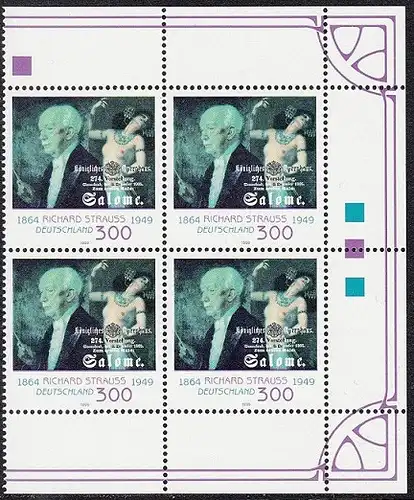 BUND 1999 Michel-Nummer 2076 postfrisch BLOCK ECKRÄNDER oben rechts/unten rechts