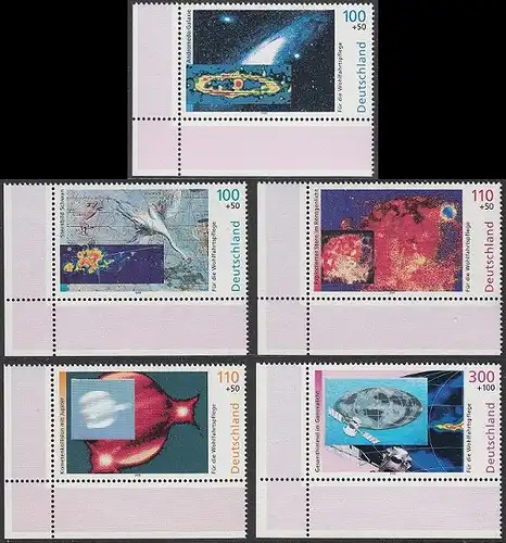 BUND 1999 Michel-Nummer 2077-2081 postfrisch SATZ(5) EINZELMARKEN ECKRÄNDER unten links