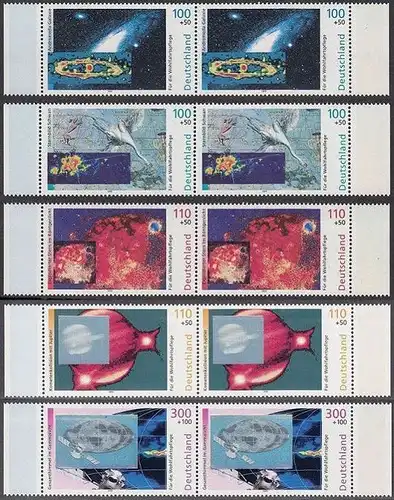 BUND 1999 Michel-Nummer 2077-2081 postfrisch SATZ(5) EINZELMARKEN RÄNDER rechts/links