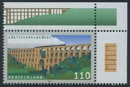 BUND 1999 Michel-Nummer 2082 postfrisch EINZELMARKE ECKRAND oben rechts