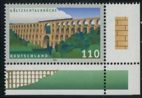 BUND 1999 Michel-Nummer 2082 postfrisch EINZELMARKE ECKRAND unten rechts