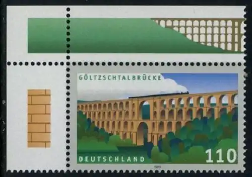 BUND 1999 Michel-Nummer 2082 postfrisch EINZELMARKE ECKRAND oben links