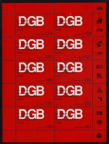 BUND 1999 Michel-Nummer 2083 postfrisch BOGEN(10)