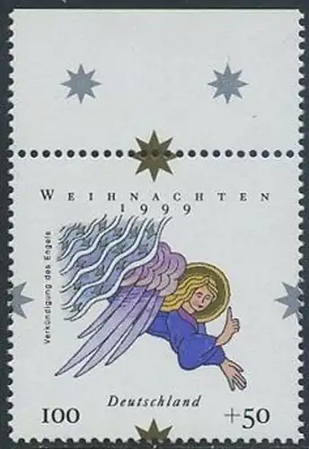 BUND 1999 Michel-Nummer 2084 postfrisch EINZELMARKE RAND oben
