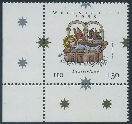 BUND 1999 Michel-Nummer 2085 postfrisch EINZELMARKE ECKRAND unten links