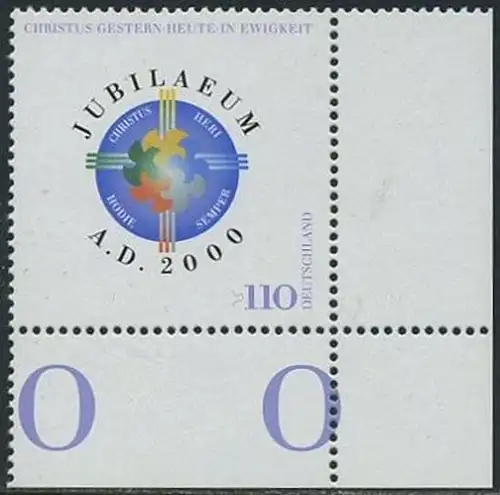BUND 2000 Michel-Nummer 2087 postfrisch EINZELMARKE ECKRAND unten rechts