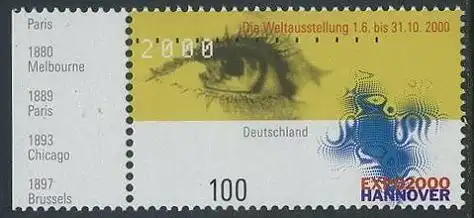 BUND 2000 Michel-Nummer 2089 postfrisch EINZELMARKE RAND links