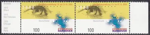 BUND 2000 Michel-Nummer 2089 postfrisch horiz.PAAR RÄNDER rechts/links