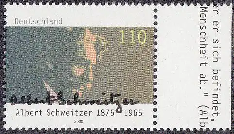 BUND 2000 Michel-Nummer 2090 postfrisch EINZELMARKE RAND rechts (b)