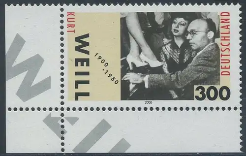 BUND 2000 Michel-Nummer 2100 postfrisch EINZELMARKE ECKRAND unten links