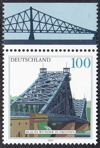 BUND 2000 Michel-Nummer 2109 postfrisch EINZELMARKE RAND oben (c)