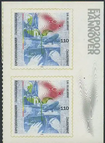 BUND 2000 Michel-Nummer 2112 postfrisch vert.PAAR m/Rand -aus MH/selbstklebend-