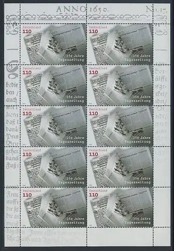 BUND 2000 Michel-Nummer 2123 postfrisch BOGEN(10)