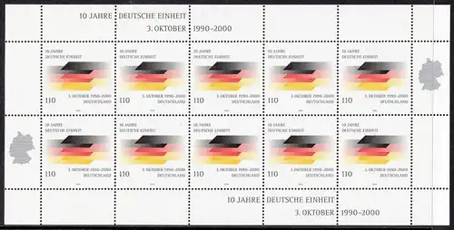 BUND 2000 Michel-Nummer 2142 postfrisch BOGEN(10)