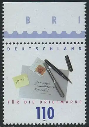 BUND 2000 Michel-Nummer 2148 postfrisch EINZELMARKE RAND oben