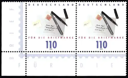 BUND 2000 Michel-Nummer 2148 postfrisch horiz.PAAR ECKRAND unten links