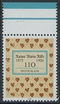 BUND 2000 Michel-Nummer 2154 postfrisch EINZELMARKE RAND oben