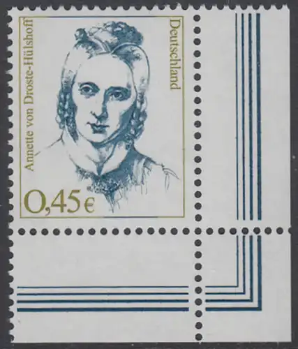 BUND 2002 Michel-Nummer 2295 postfrisch EINZELMARKE ECKRAND unten rechts