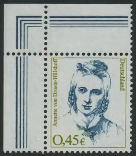 BUND 2002 Michel-Nummer 2295 postfrisch EINZELMARKE ECKRAND oben links