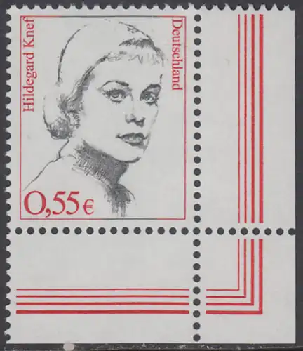 BUND 2002 Michel-Nummer 2296 postfrisch EINZELMARKE ECKRAND unten rechts