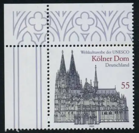 BUND 2003 Michel-Nummer 2329 postfrisch EINZELMARKE ECKRAND oben links