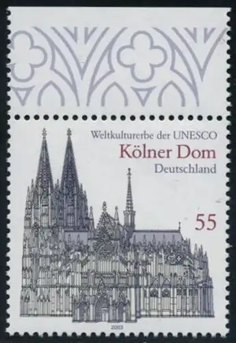 BUND 2003 Michel-Nummer 2329 postfrisch EINZELMARKE RAND oben (b)