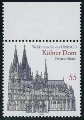 BUND 2003 Michel-Nummer 2329 postfrisch EINZELMARKE RAND oben (c)