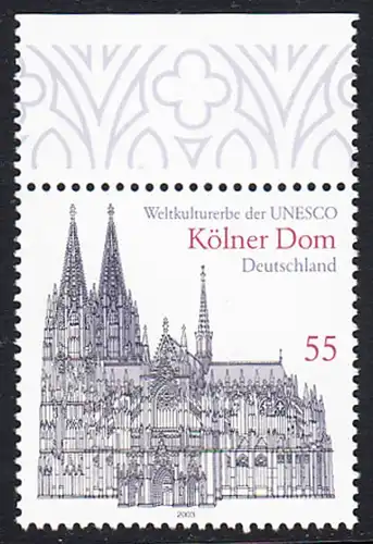 BUND 2003 Michel-Nummer 2329 postfrisch EINZELMARKE RAND oben (a)