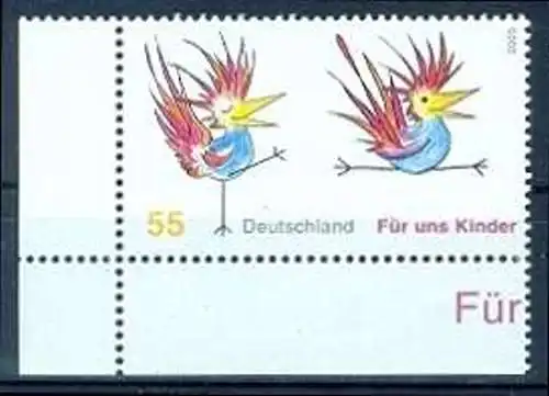 BUND 2005 Michel-Nummer 2486 postfrisch EINZELMARKE ECKRAND unten links