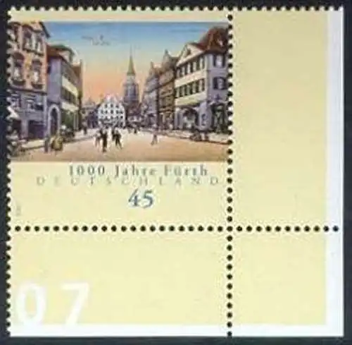 BUND 2007 Michel-Nummer 2580 postfrisch EINZELMARKE ECKRAND unten rechts