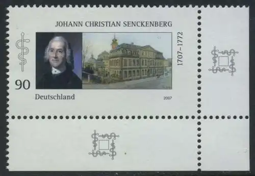 BUND 2007 Michel-Nummer 2588 postfrisch EINZELMARKE ECKRAND unten rechts