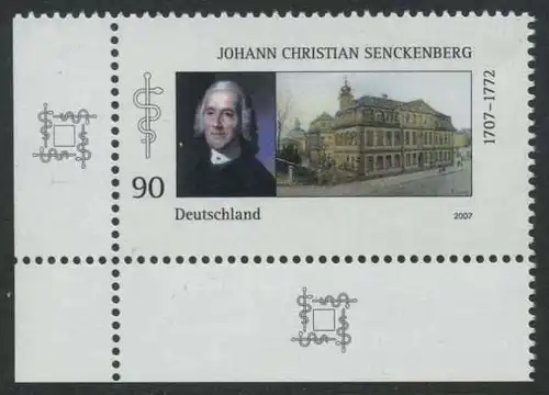 BUND 2007 Michel-Nummer 2588 postfrisch EINZELMARKE ECKRAND unten links