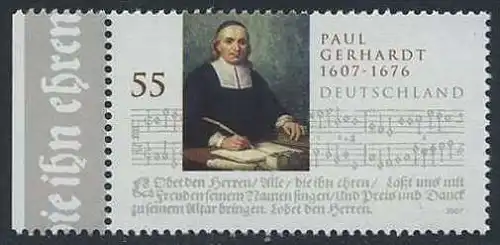 BUND 2007 Michel-Nummer 2592 postfrisch EINZELMARKE RAND links (b)