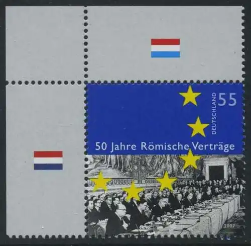 BUND 2007 Michel-Nummer 2593 postfrisch EINZELMARKE ECKRAND oben links