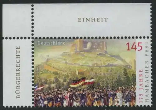 BUND 2007 Michel-Nummer 2603 postfrisch EINZELMARKE ECKRAND oben links