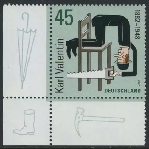 BUND 2007 Michel-Nummer 2610 postfrisch EINZELMARKE ECKRAND unten links