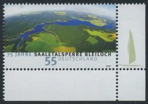 BUND 2007 Michel-Nummer 2617 postfrisch EINZELMARKE ECKRAND unten rechts