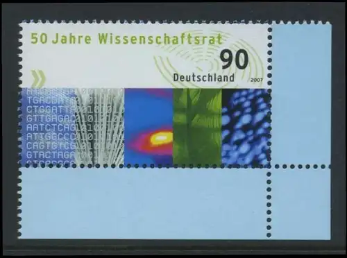 BUND 2007 Michel-Nummer 2622 postfrisch EINZELMARKE ECKRAND unten rechts