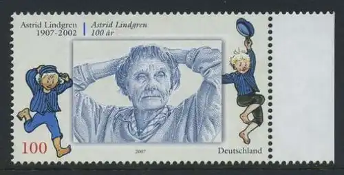 BUND 2007 Michel-Nummer 2629 postfrisch EINZELMARKE RAND rechts (a)