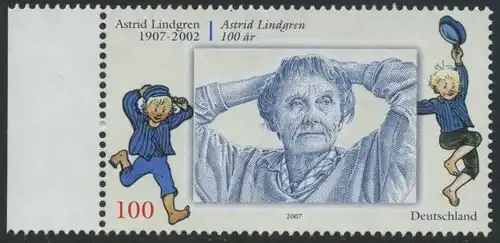 BUND 2007 Michel-Nummer 2629 postfrisch EINZELMARKE RAND links