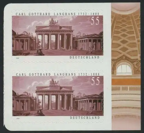 BUND 2007 Michel-Nummer 2636 postfrisch vert.PAAR m/Rand -aus MH / selbstklebend / a-