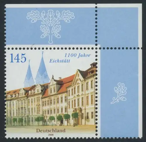 BUND 2008 Michel-Nummer 2638 postfrisch EINZELMARKE ECKRAND oben rechts