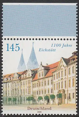 BUND 2008 Michel-Nummer 2638 postfrisch EINZELMARKE RAND oben (b)