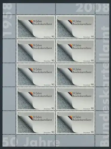 BUND 2008 Michel-Nummer 2641 postfrisch BOGEN(10)