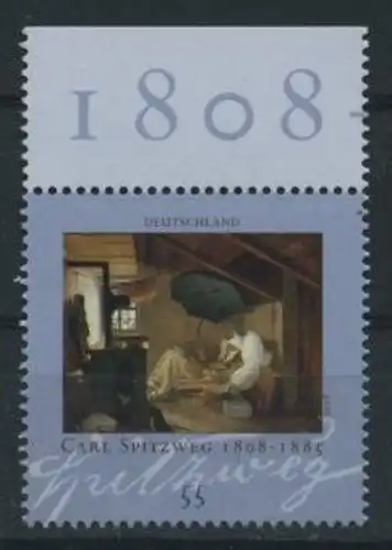 BUND 2008 Michel-Nummer 2647 postfrisch EINZELMARKE RAND oben (1808)