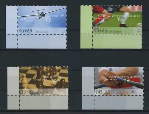 BUND 2008 Michel-Nummer 2649-2652 postfrisch SATZ(4) EINZELMARKEN ECKRÄNDER unten links